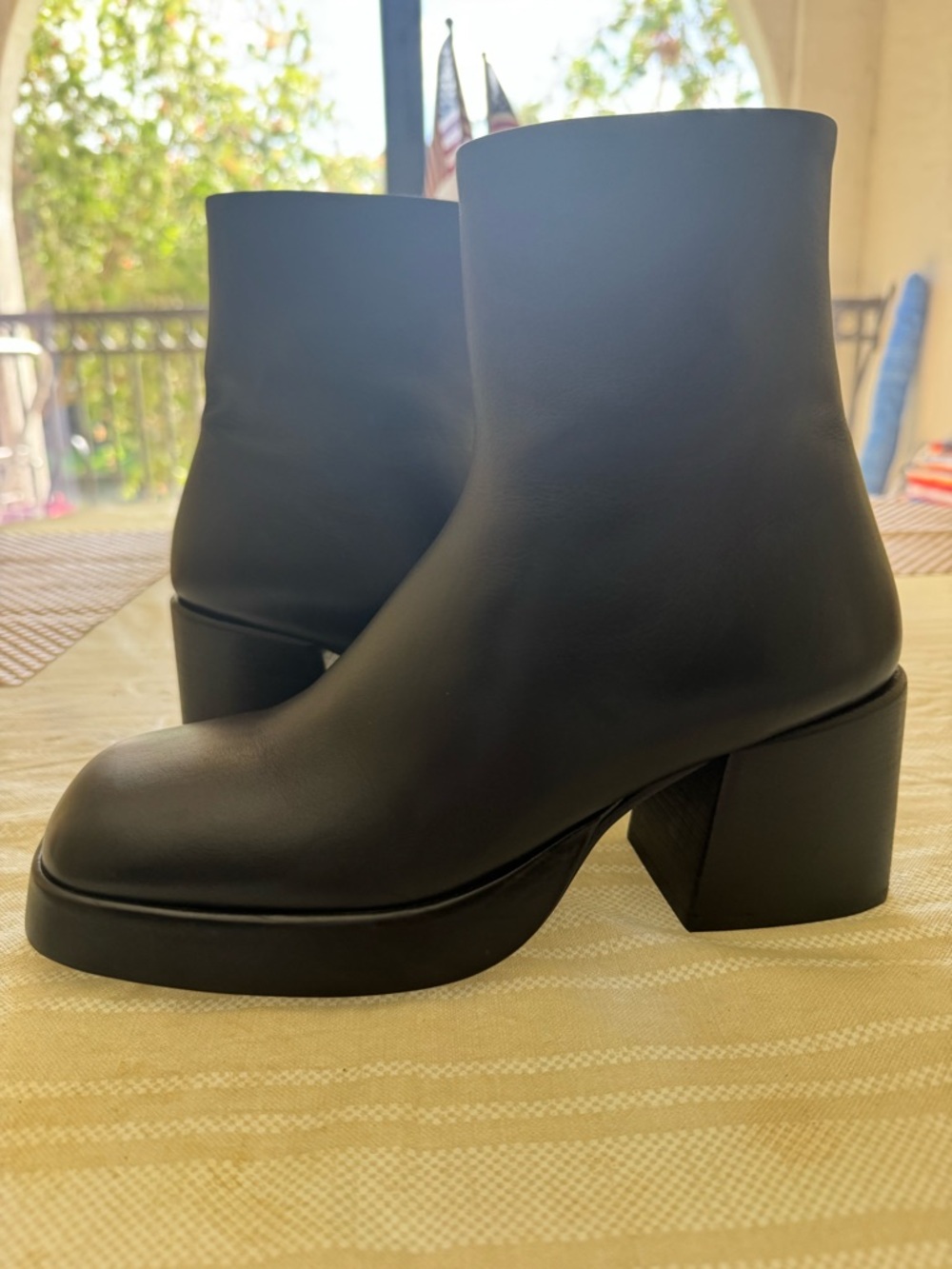 Marsell Black Leather Chunky Heel Ankle Boots 8,5 Made in Italy without  box